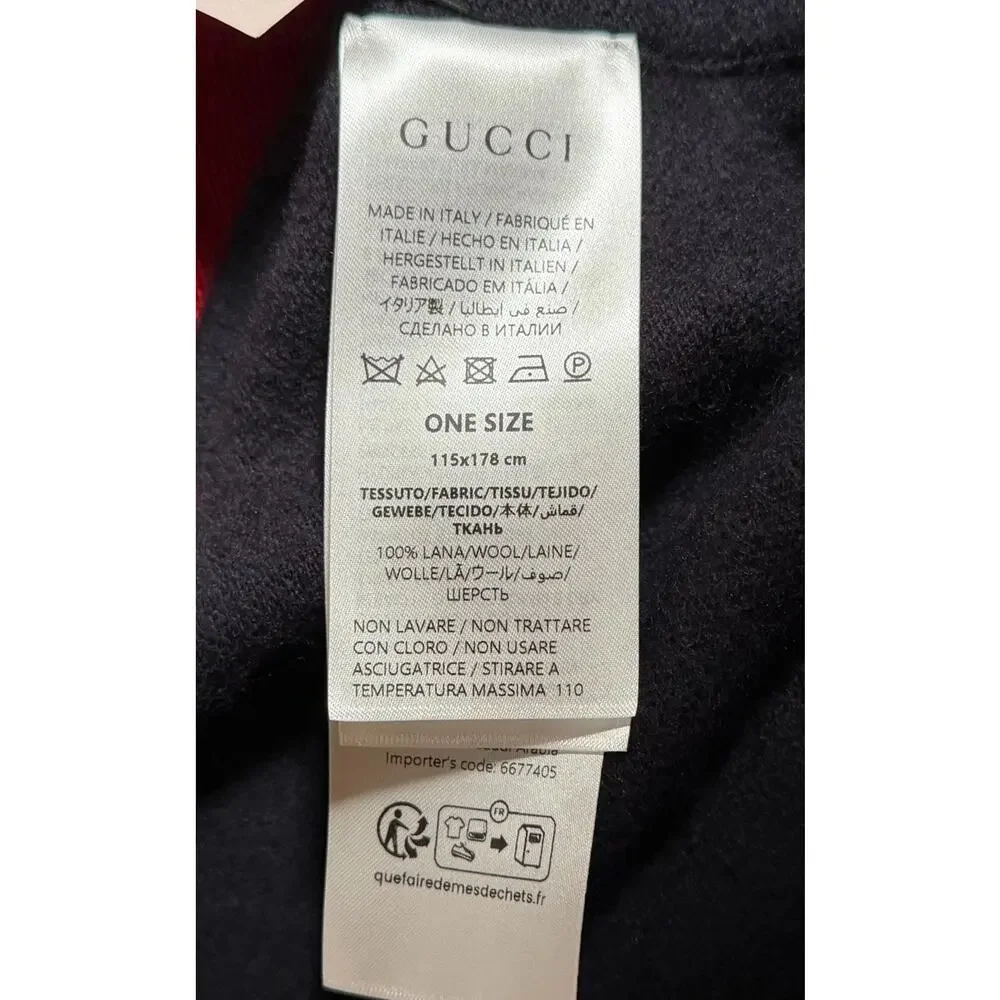 NEW Gucci Web Wool Blanket Reversible Navy Red White 45x70 Authentic